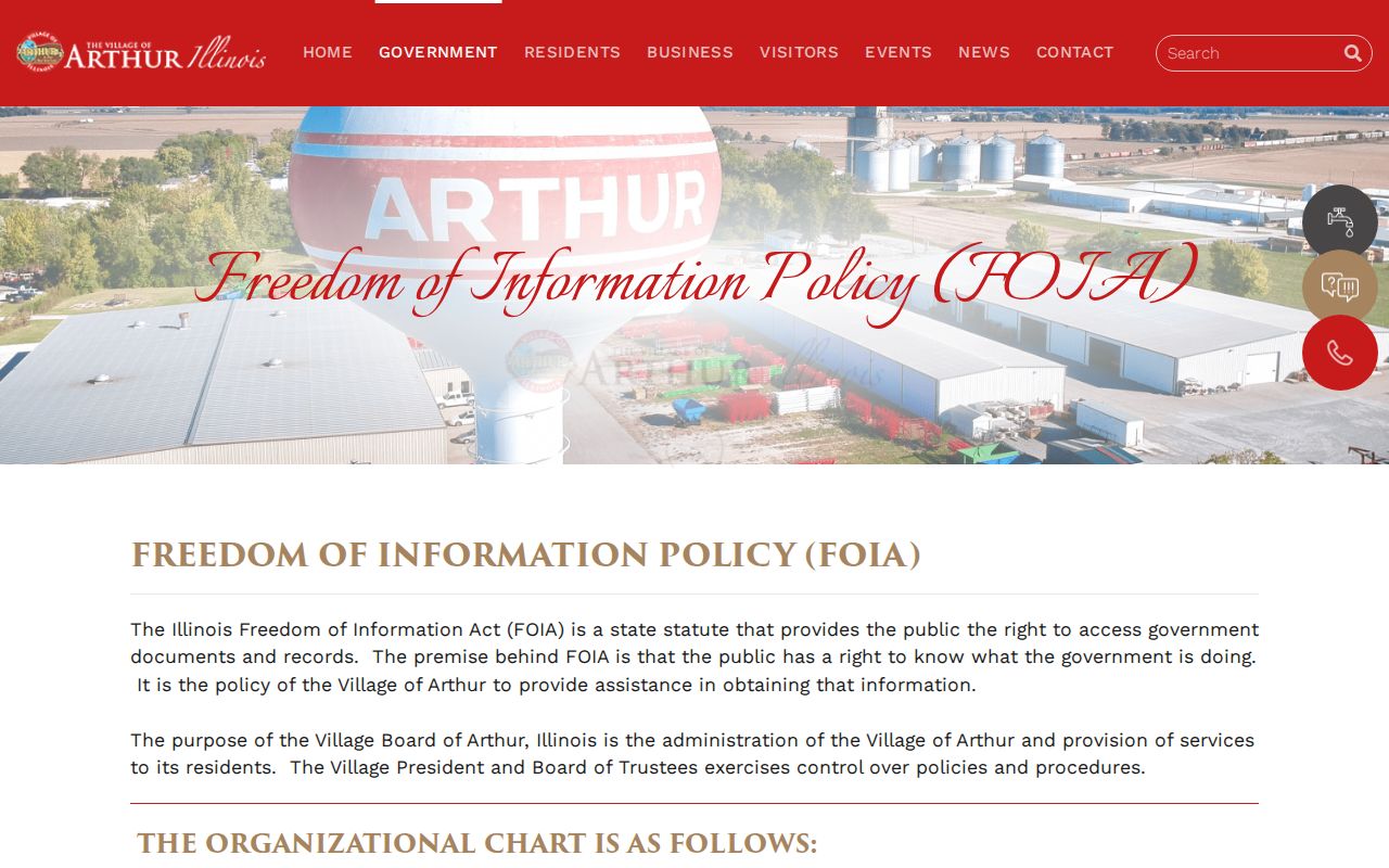Moultrie County Arthur Freedom of Information policy webpage describing FOIA officers and request methods