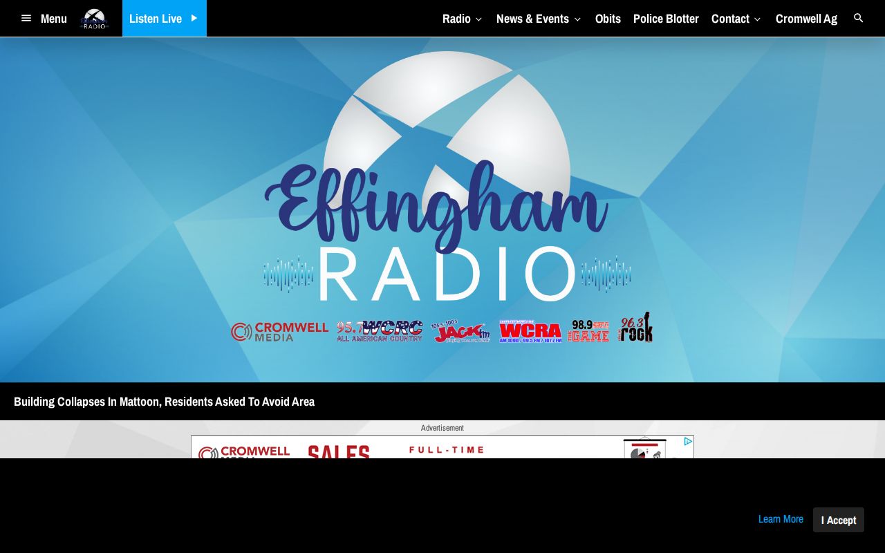 Moultrie County Arthur arrest story from Effingham Radio showing cross-county coverage